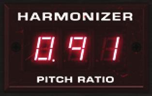 7 PITCH RATIO readout: An LED readout gives the numerical pitch ratio of the Harmonizer. As this is a true digital readout, it is not subject to miscalibration and may be used as a precise reference.