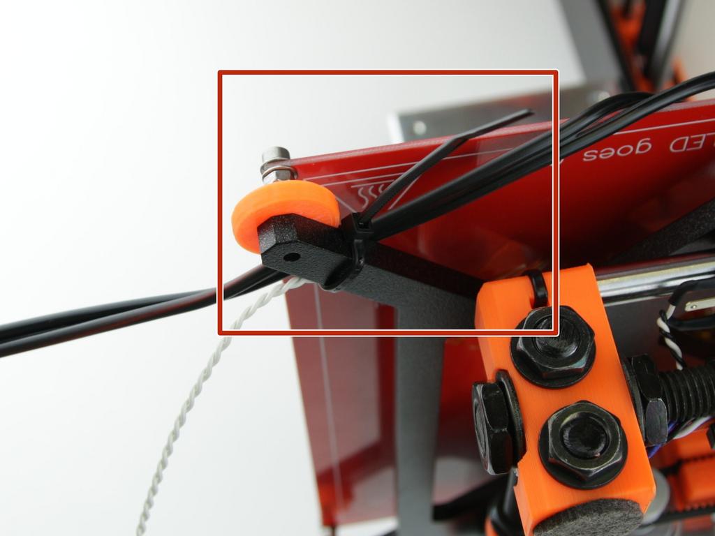 too much, just half a turn after the screw touches the cover, otherwise you can damage the cover Note that the cables from X axis are going through the gap between cover and