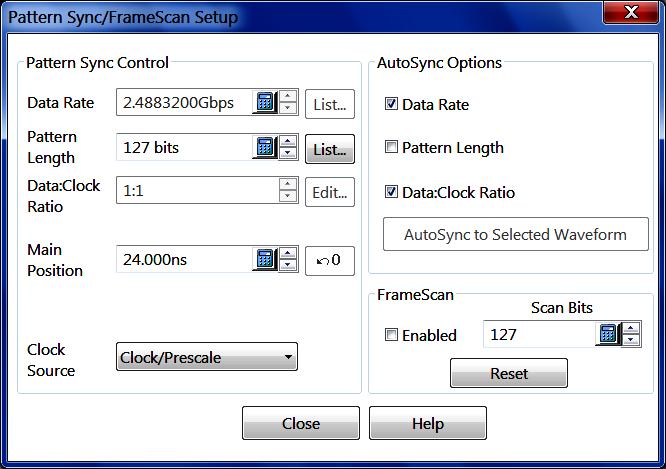 Pattern sync controls See also: FrameScan Overview (see page 82) Pattern Sync Controls (see page 137) AutoSync Options (see page 139) FrameScan Controls (see page 140) Pattern sync controls These