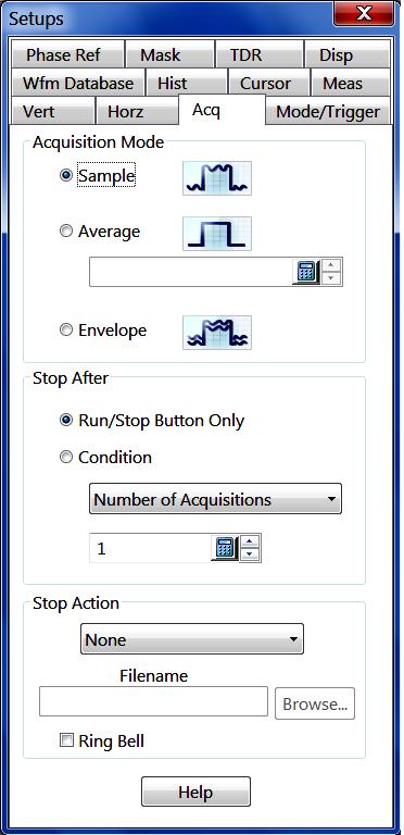 xxx Controls-specific help Acquisition Setup dialog box overview Acquisition Setup dialog box overview Use this dialog box to set up the acquisition modes.