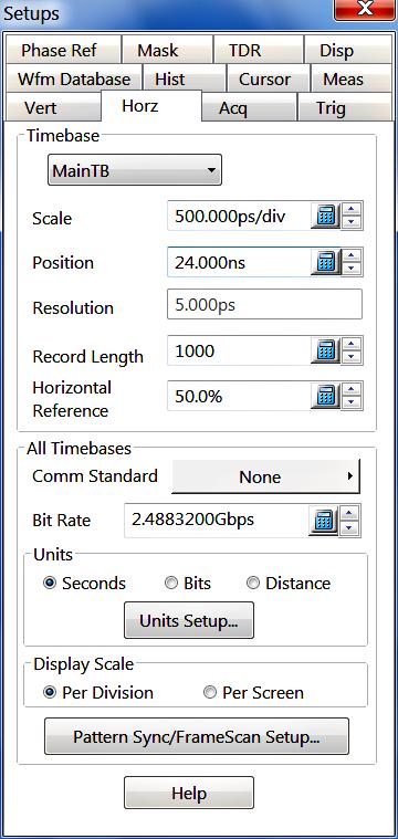 xxx xxx Controls-specific help Horizontal timebase controls overview Key Features: Select and set up timebases to acquire and display channel waveforms Display horizontal parameters for individual
