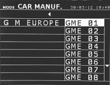 Select the CAR MANUFACTURER in the left column, then by pressing the (+) key the spots list is displayed on the right column.