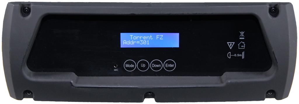 4. OPERATING ADJUSTMENTS The Control Panel All the goodies and different modes possible with the Torrent FZ are accessed by using the control panel on the front of the fixture.