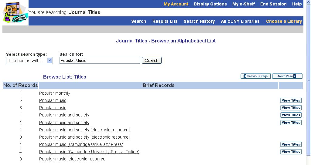 Journal Title Search