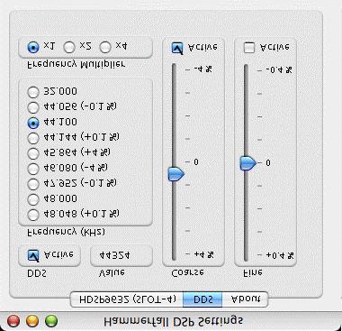 20.2 Settings dialog - DDS Usually soundcards and audio interfaces generate their internal clock (master mode) by a quartz. Therefore the internal clock can be set to 44.