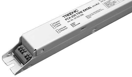 Electronic digital ballast for dimming 100% to 1% Fluorescent lamps T5 HE T5HE PCA EXCEL one4all models for 14-35 W 120/277 V 50/60 Hz, digital dimmable 18 17