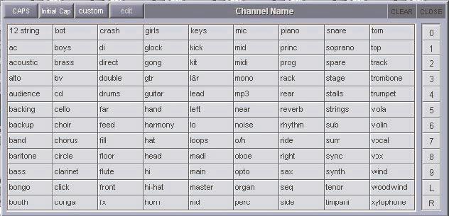 1.10 Naming Channels and Busses Chapter 1 A large number of elements within the SD5 can be custom named.