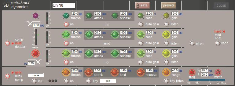 NOTE: If the expanded view does not appear when a control is adjusted open the Options panel and set the Auto Expand EQ option to Yes Each band's response can have one of two characters precision and