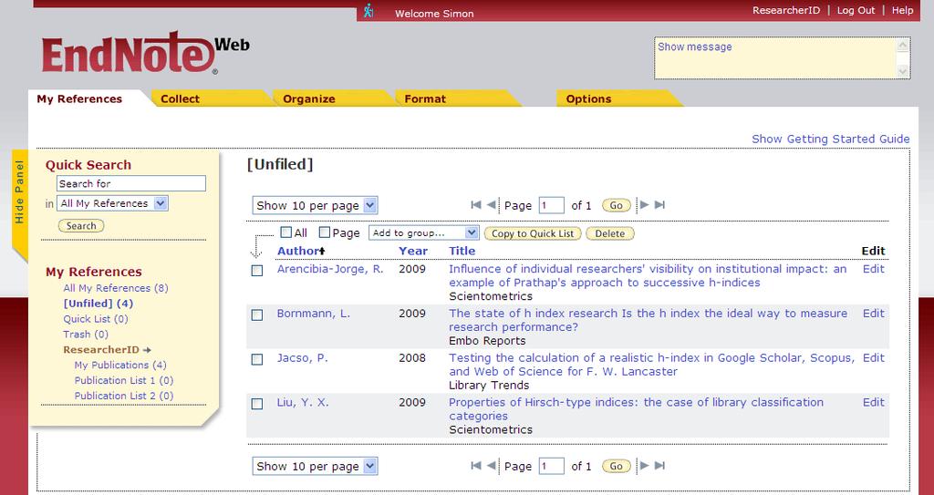 EndNote Web is included as part of the Web of Knowledge
