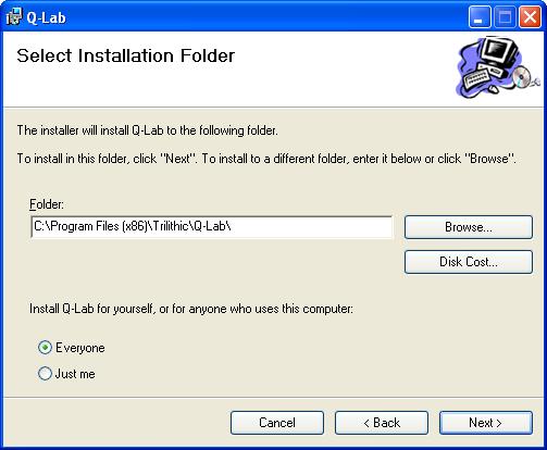 6. The Select Installation Folder Window will appear, select the Browse Button to choose the destination folder to