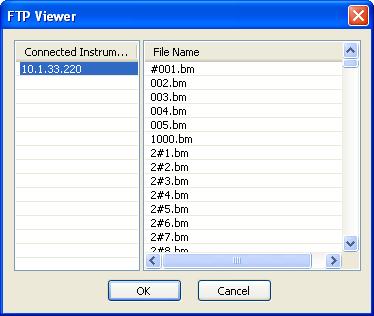 Downloading BMP Images To download a BMP image from the 8821Q-R to the Q-Lab Software, perform the following steps; 1. Select the Download BMP Images Button. 2. The FTP Viewer Window will appear. 3.