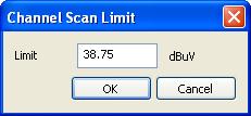 Channel Scan Limit - Select the Limit Button and the Channel Scan Limit Window will appear.