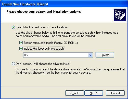 Hardware Wizard window. If you have not already done so, place the Installation CD into your CD-ROM drive.