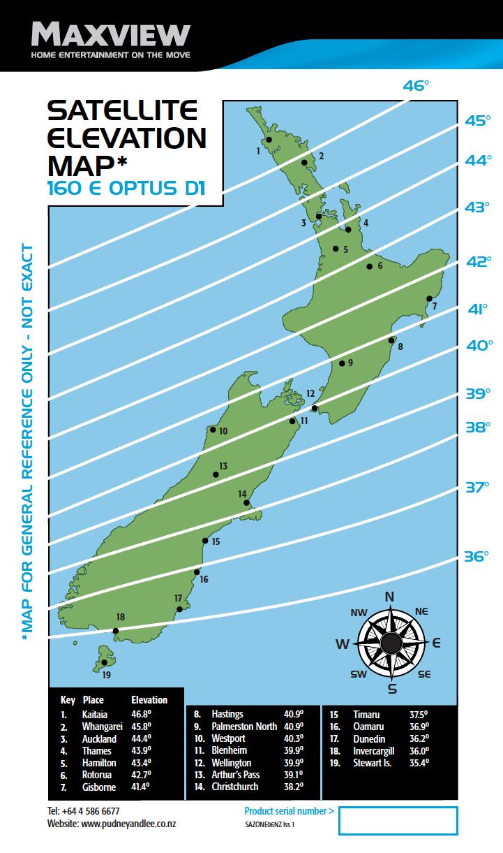 Satellite Zone Map NZ Distributor: PUDNEY & LEE LTD