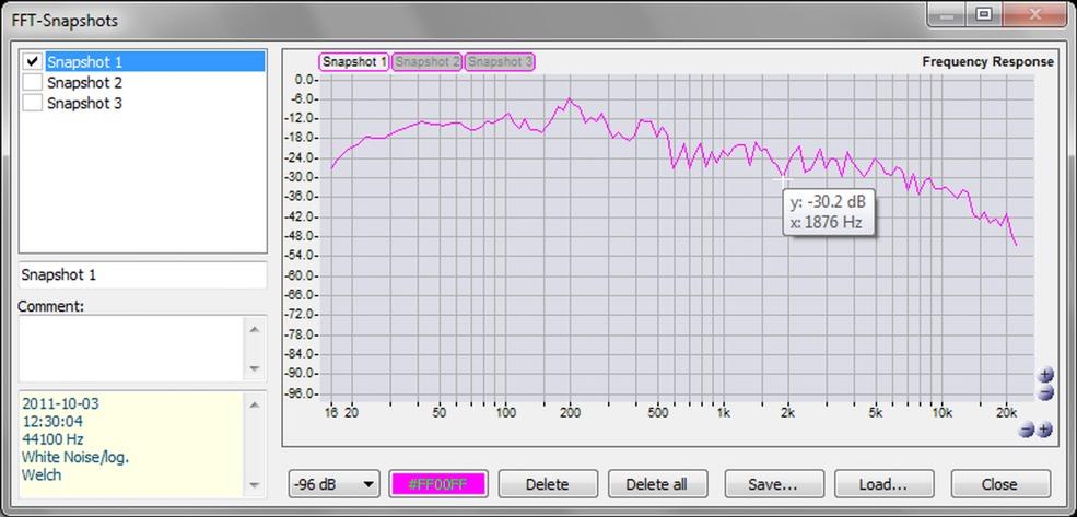 Display Mode determines how white or pink noise are displayed by the analyzer. In this menu, you can switch to a linear frequency scale, too.