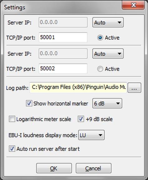 Settings Pressing the Settings button opens the settings menu. It is only accessible when the Loudness Server is not running. Server IP displays the server's IP address.