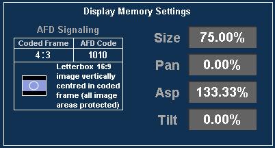 Alchemist Ph.C-HD LIVE www.snellgroup.com Operation Using the Touch Screen (Option) Display Memory Settings The current display memory settings are displayed in this section.