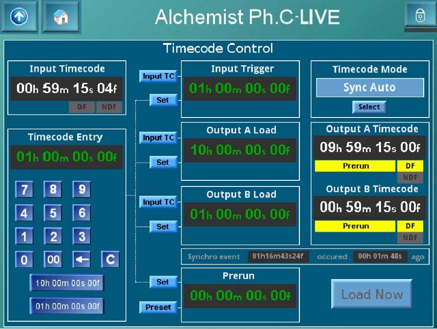 Alchemist Ph.C-HD LIVE www.snellgroup.com Timecode C.5.10.4 Input Timecode = 00h 59m 15s 04f The Alchemist is now in prerun.