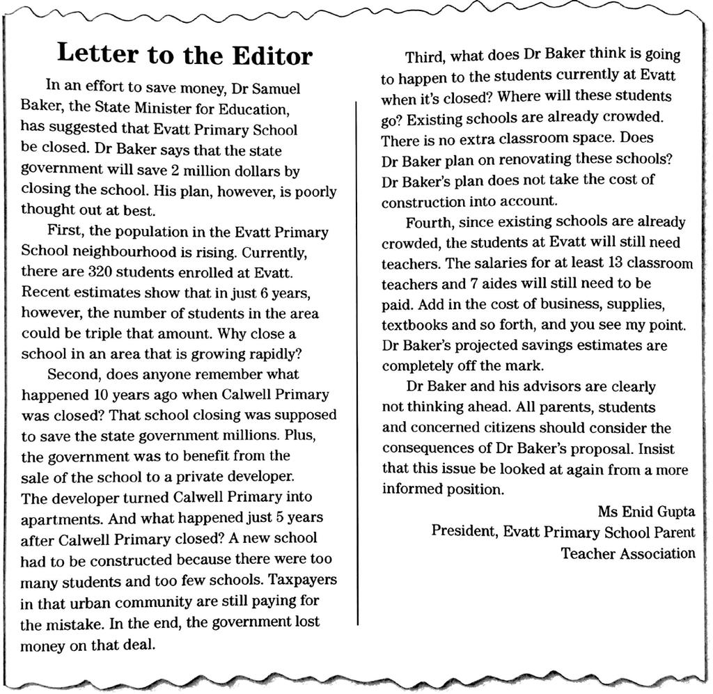 Read this letter to the editor that appeared in a local newspaper then