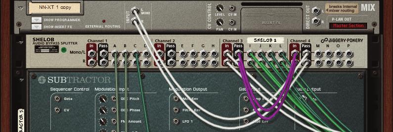Grouped splits Using a channel Pass output instead of a splitter output into another channel input gives you further routing possibilities by creating grouped splitters.