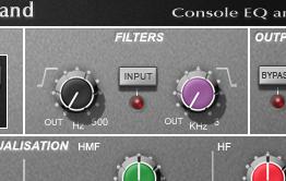 5. SSL Console EQ and Filters SSL Console Bundle for MX4 Page 12 Special EQ Controls Changing Frequency Gain and Q-Factor Filter Knobs The filter pots have an OUT position, which removes the filters