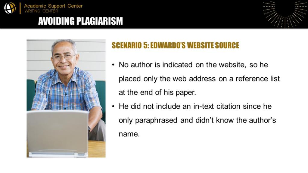 No author is indicated on the website, so he placed the web