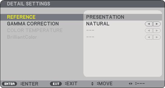 6. Using On-Screen Menu [DETAIL SETTINGS] Storing Your Customized Settings [REFERENCE] This function allows you to store your customized settings in [PRESET 1] to [PRESET 6].
