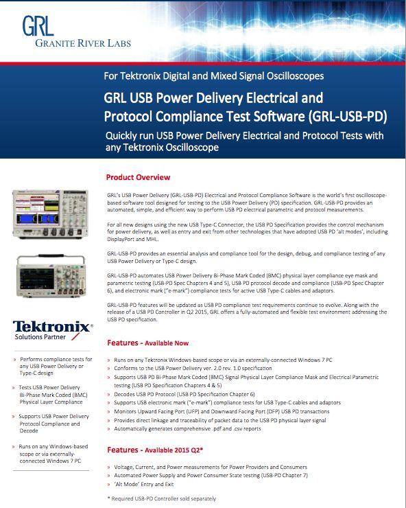 GRL-USB-PD Required Equipment for PD Testing Tektronix Oscilloscope DPO5000 Series