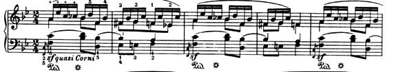 A.S.C.H. S.C.H.A: Lettres Dansantes (The Letters Dances) is presented with grace notes in a form of light waltz in the initial few measures.