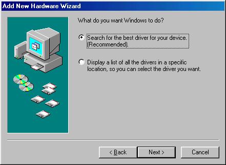 Follow these instructions to use the Wizard to load the correct driver (which was installed with your Windows operating system).