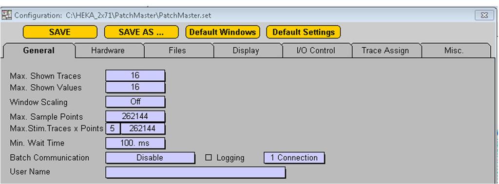 4 Configuration settings Memory allocation: Max Sample points
