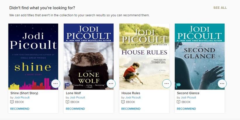 5. Recommend to Library (RTL) Titles The public facing site allows patrons to recommend titles for purchase: Each member library is responsible for