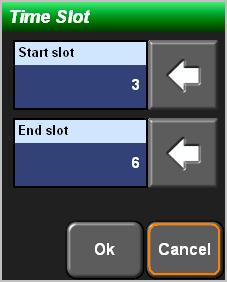 [Slot]: The Time Slot is set. Set the start and end of the slot. The total slot number is displayed in the brackets.