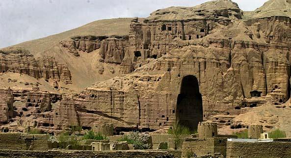 These Colossal Buddhas carved into the mountainside are now hollow holes.