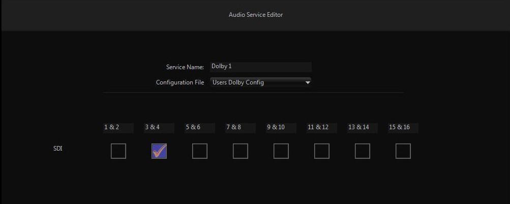 Dolby Metadata Figure 20: Dolby data channel selection. The Dolby Decoder remains working with selected Dolby input until an alternative selection is made.