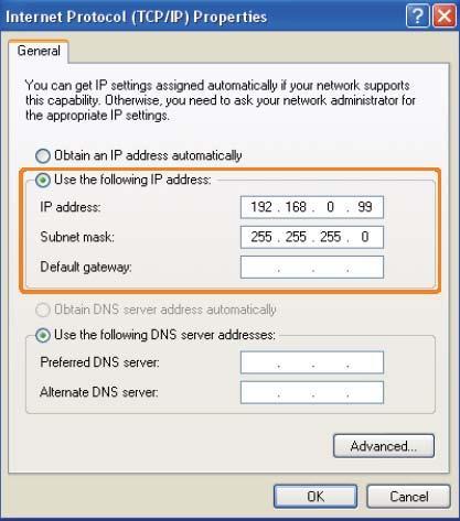 Set computer s IP address to the same network group with blending box. e.g.192.168.0.