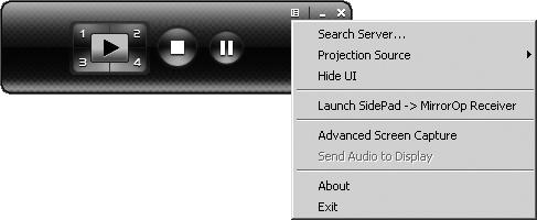 The main user interface appears on the computer screen. When multiple projectors are found, the following window appears on the computer screen.