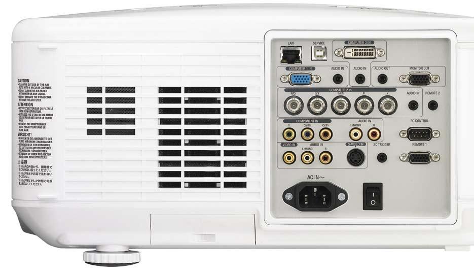 Multiple Input/Output Terminals The NEC NP4000 and NP4001 projectors confirm their professionality by a remarkable connectivity supporting several different image sources.