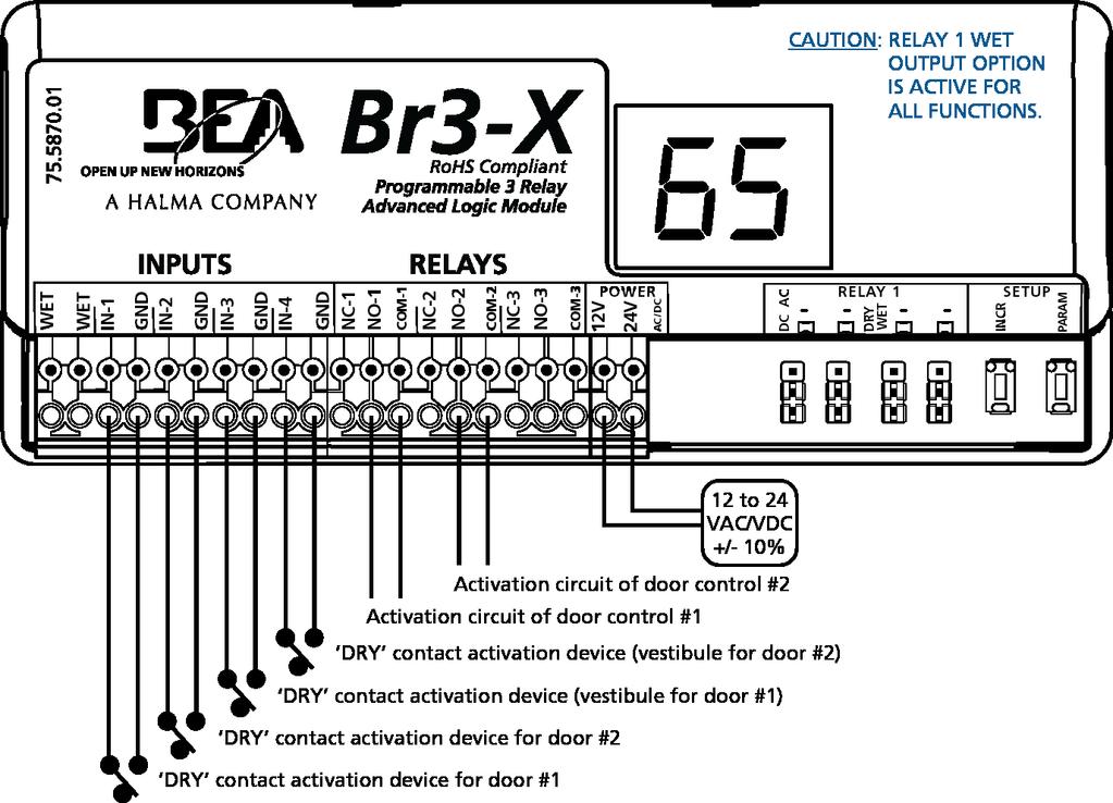 65-2-way 2-relay sequence d2 - delay between relays 2 & 1 RELAY 2 will close after time delay d1 and hold for time h2. 1. Trigger INPUT 2. RELAY 2 will close and hold for time h2.