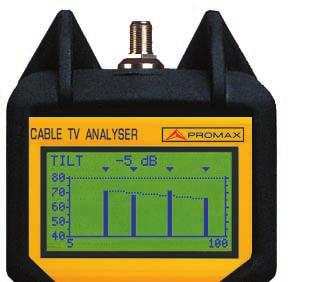 Combined with a cable TV analyser, for example the PROMAX-8+, it becomes a highly useful tool to carry out the TILT measurements in the return path.