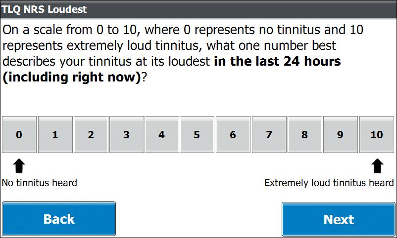 Tinnitus Loudness as Secondary Efficacy Endpoint Rating frequency reduced in TACTT3 to days around study visits