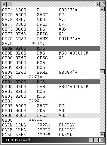 Spectrum Digital, Inc Figure 2-5 shows the breakpoints set at locations 0x8807 and 0x880F. These lines in the program will be highlighted in purple.