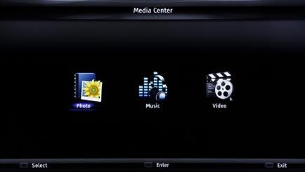 Playing multimedia files from a USB storage device Connecting a USB storage device Connect the USB storage device to the USB port on your TV, the TV will enter the media center menu directly.