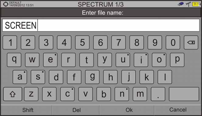 2.7.4 Virtual Keyboard When a user needs to enter or edit a text (from an image, channel set, etc.), a screen with a virtual keyboard appears as shown at the figure. Figure 20.