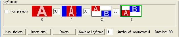 Media Conversion Software DVE Editor Keyframe Control The Keyframes control panel gives you the ability to create, delete and save keyframes.
