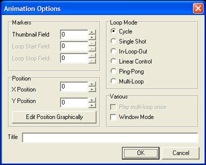 Animation Builder Media Conversion Software Animation Options When you choose Animation Options from the Edit menu the Animation Options dialog box is displayed.