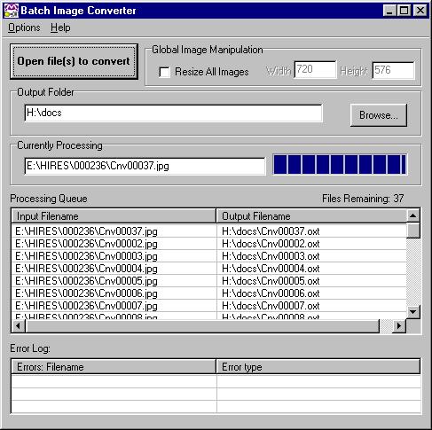 Batch Converter Media Conversion Software Processing Queue The selected images are added to the Processing Queue shown in the main screen and file conversion will begin