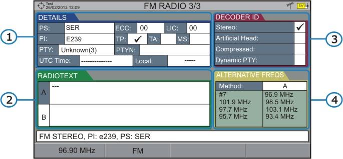 RADIO 3/3: AUDIO RADIO + RDS DATA RDS data are: Figure 38. Details: It has the following fields: PS: Programme service. PI: Programme Identification. PTY: Program type. UTC Time: Universal time.