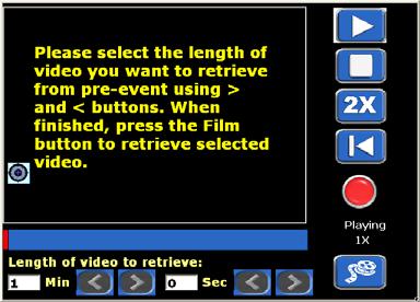 PreEvent Playback Following a playback the user can adjust the preevent buffer based on the situation recorded in the video. 1. Tap PreEvent Playback. 2.