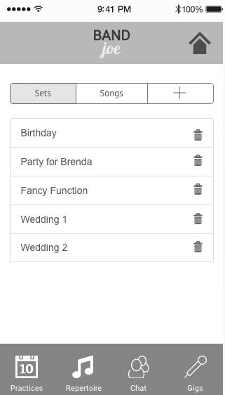 Key Features : sets & songs Songs are organised into an alphabetical library and can also be placed into set lists for ease of practice/particular